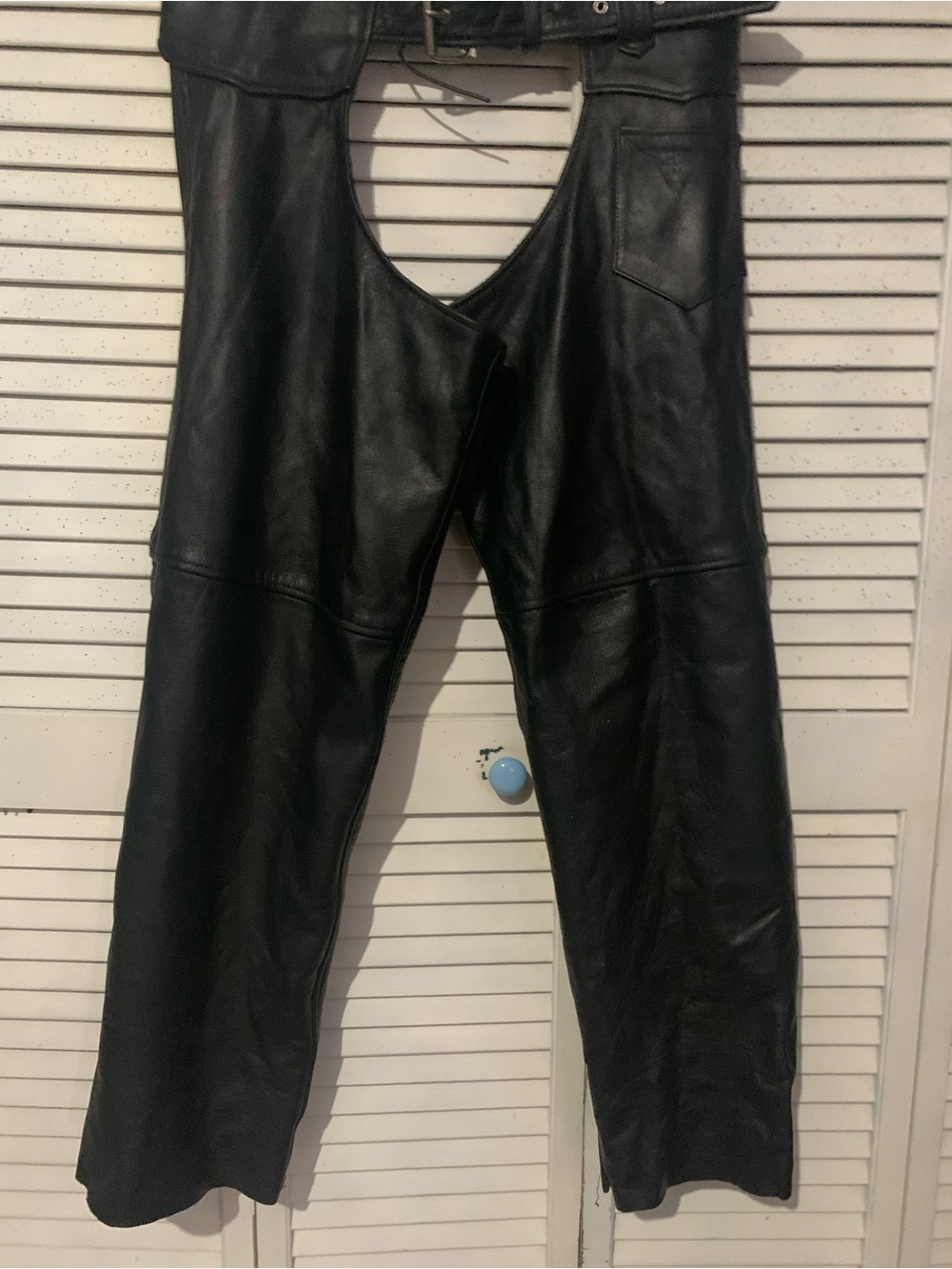 Interstate Leather Riding Motorcycle Rodeo Chaps Black Size Large - Picture 4 of 11